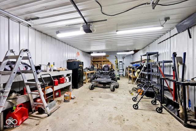 garage with a garage door opener