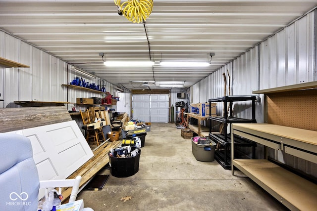 garage featuring a workshop area