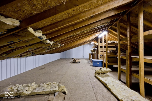 view of unfinished attic