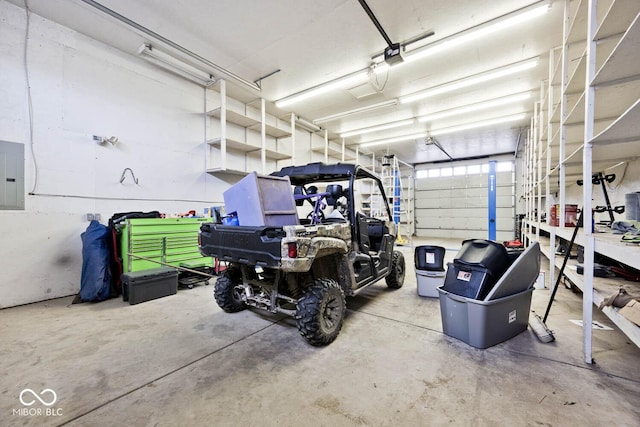 garage with electric panel