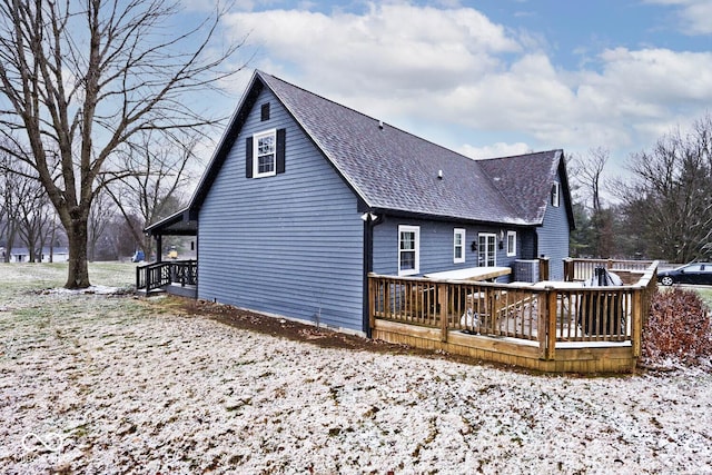 view of snow covered house