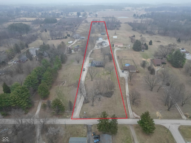 bird's eye view with a rural view