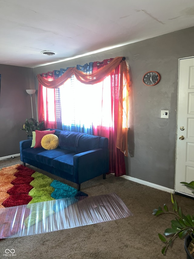 living room featuring carpet