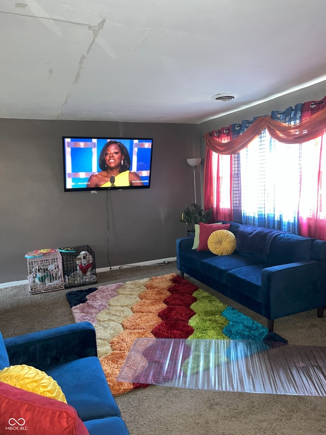 living room with carpet floors