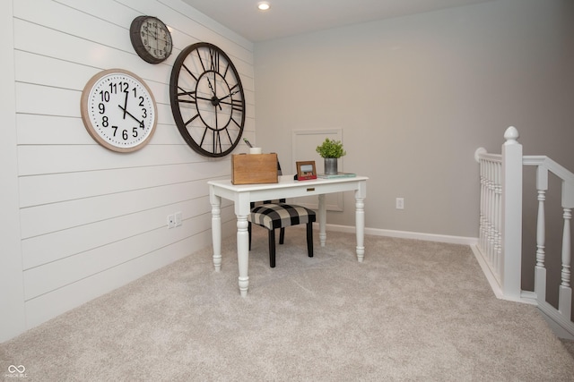 view of carpeted home office