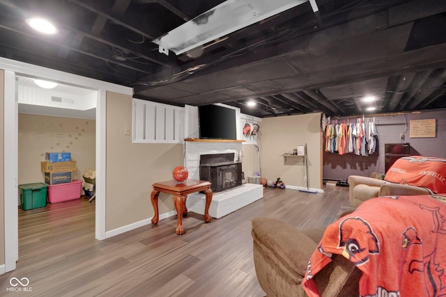 living room with hardwood / wood-style floors