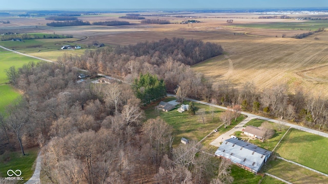 birds eye view of property featuring a rural view