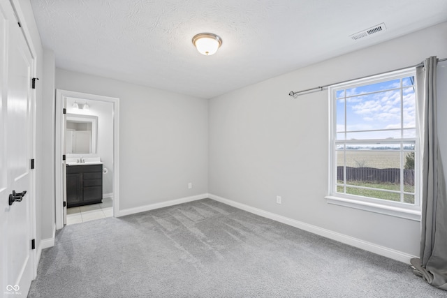 carpeted spare room with a healthy amount of sunlight and a textured ceiling