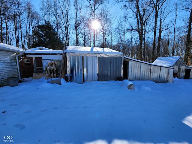 view of yard covered in snow