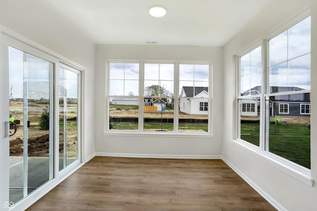 view of unfurnished sunroom