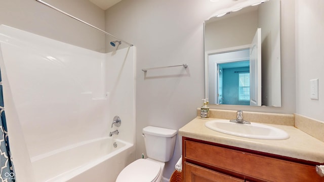 full bathroom featuring vanity, toilet, and shower / bath combination