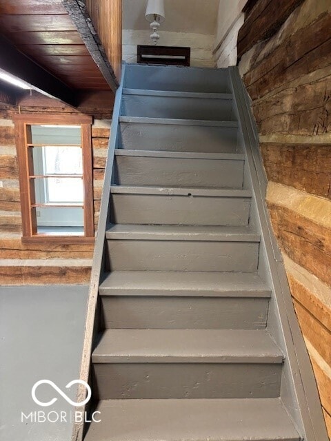 5967 S Lick Creek Rd, Morgantown, IN 46160 - stairway featuring wood walls
