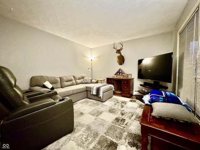 living room with light hardwood / wood-style flooring