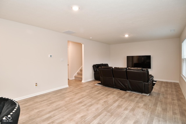 living room featuring light wood-type flooring