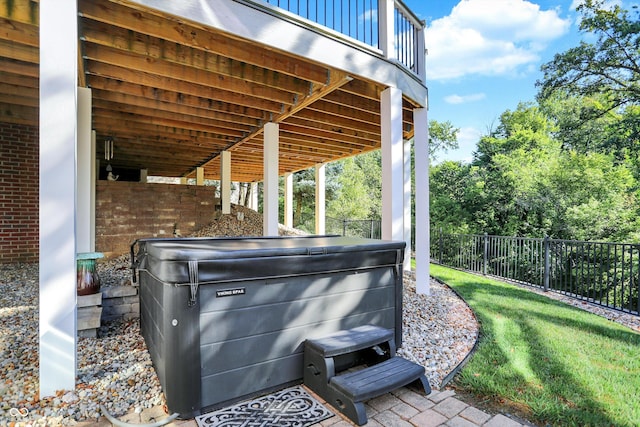 3441 S Overlook Pass, New Palestine, IN 46163 - view of patio with a hot tub