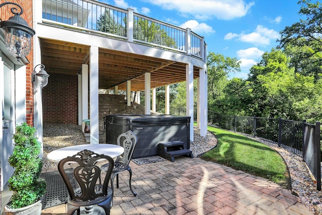 3441 S Overlook Pass, New Palestine, IN 46163 - view of patio / terrace featuring a hot tub