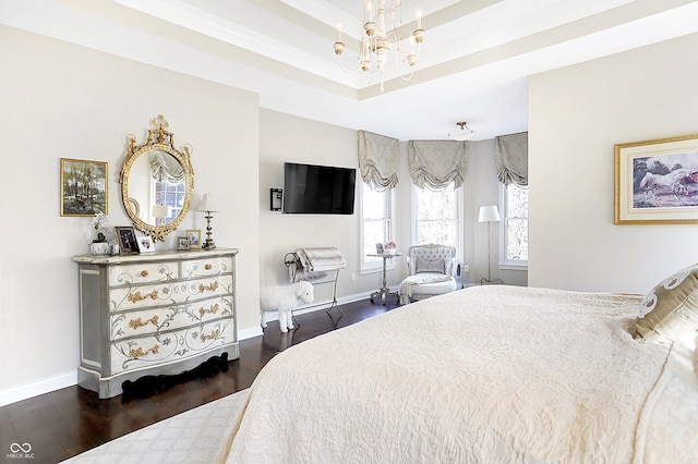 3441 S Overlook Pass, New Palestine, IN 46163 - bedroom with a chandelier and dark wood finished floors