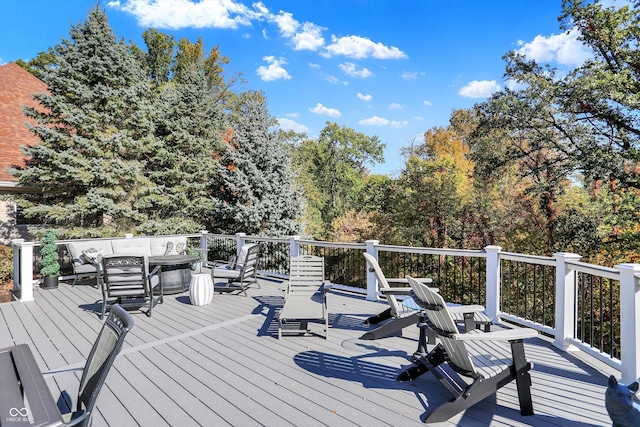 3441 S Overlook Pass, New Palestine, IN 46163 - wooden terrace featuring an outdoor hangout area