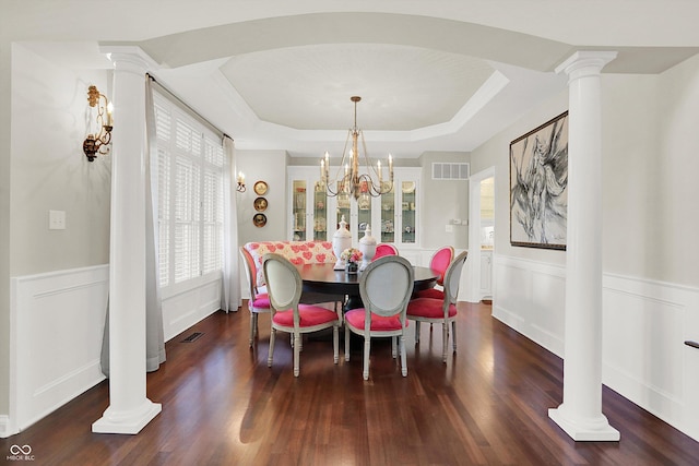 3441 S Overlook Pass, New Palestine, IN 46163 - dining area with decorative columns, healthy amount of natural light, wainscoting, and a decorative wall