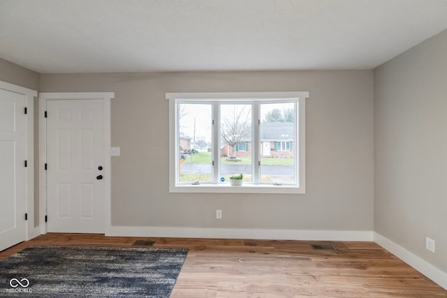 interior space with light hardwood / wood-style flooring