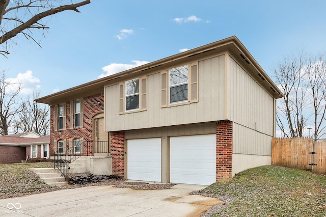 bi-level home featuring a garage