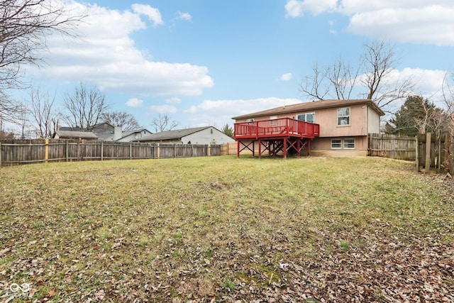 view of yard featuring a wooden deck