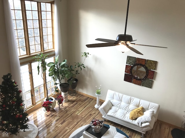 living room with hardwood / wood-style flooring