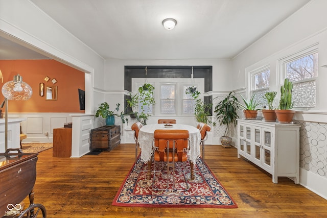 interior space with dark hardwood / wood-style floors