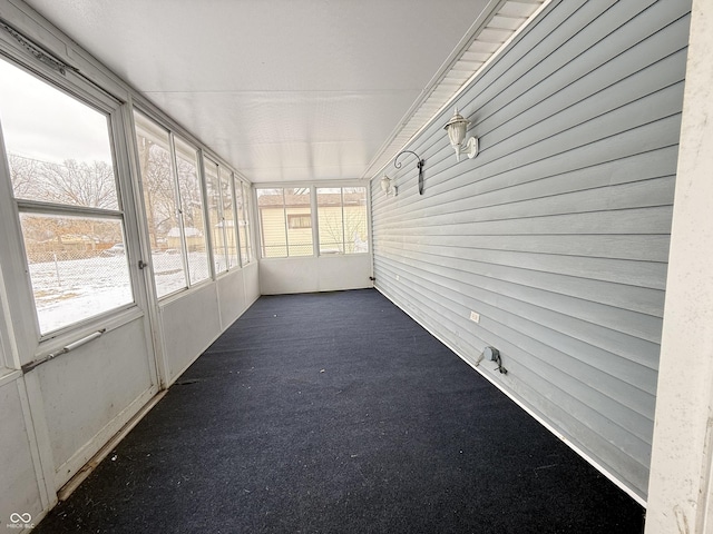 view of unfurnished sunroom