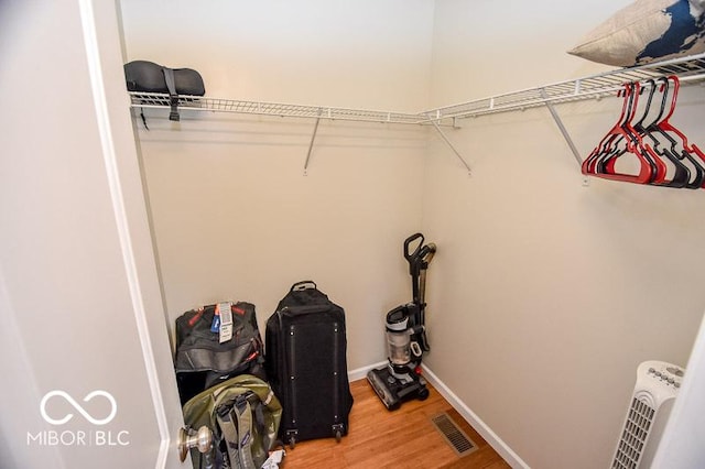 spacious closet with hardwood / wood-style floors