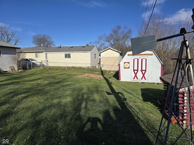 view of yard with a storage shed