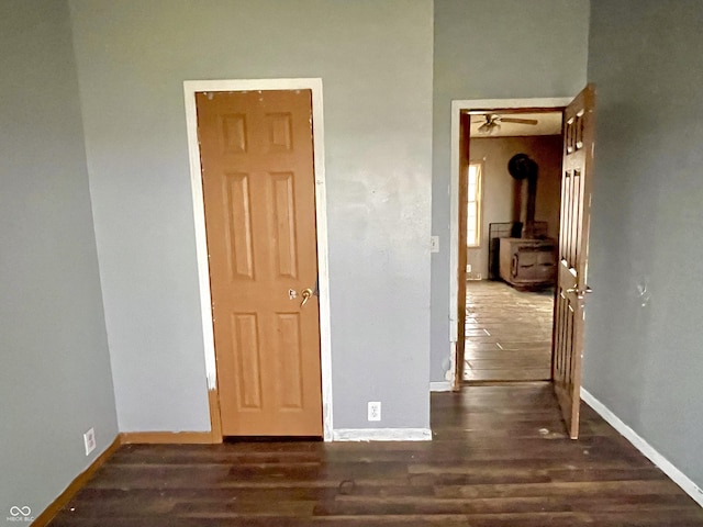 interior space with dark hardwood / wood-style flooring