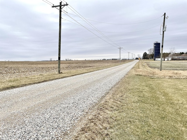 view of road with a rural view