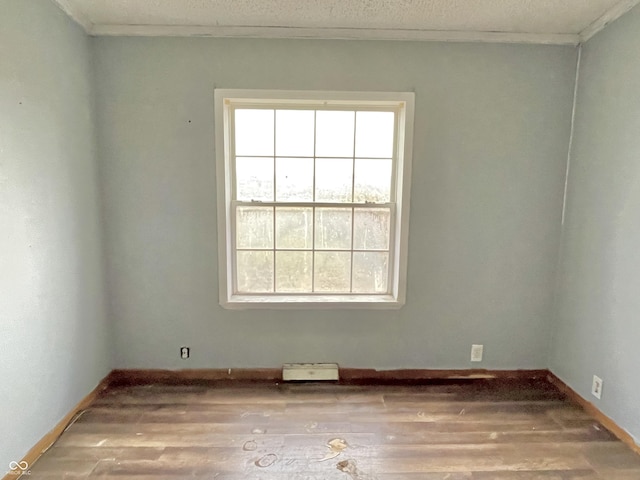 unfurnished room featuring light hardwood / wood-style floors and crown molding