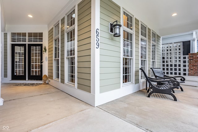 view of patio featuring covered porch