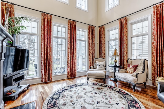 sitting room featuring light hardwood / wood-style flooring