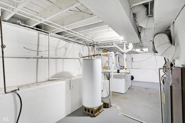 basement with water heater