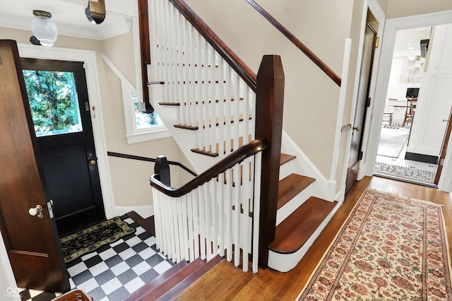 foyer entrance featuring hardwood / wood-style flooring