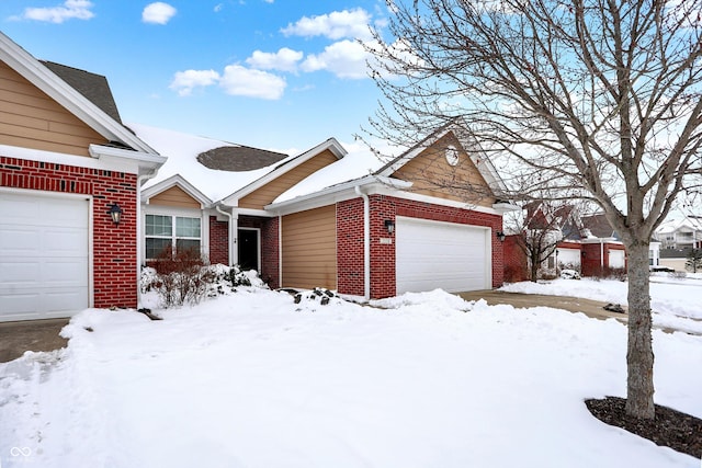 single story home with a garage