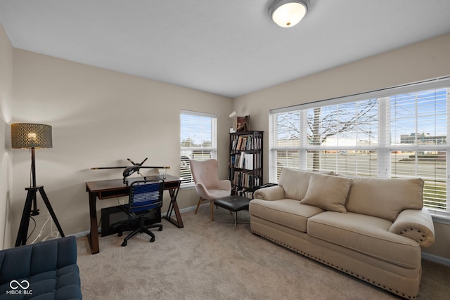 view of carpeted office space