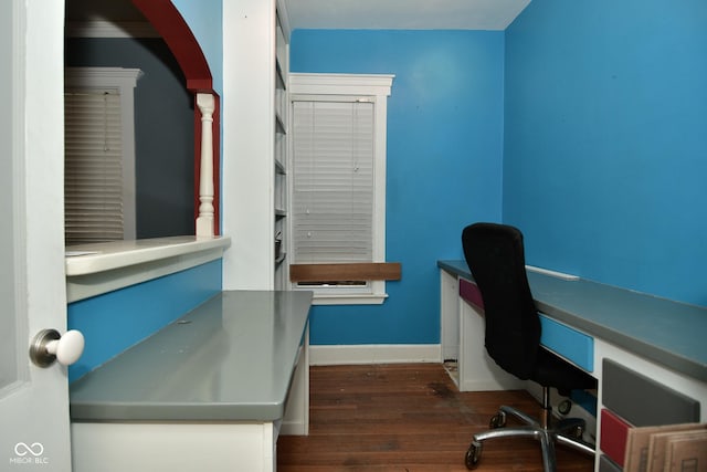 office area featuring dark hardwood / wood-style flooring