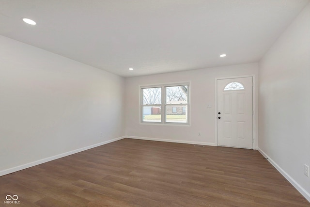 foyer featuring dark wood-type flooring