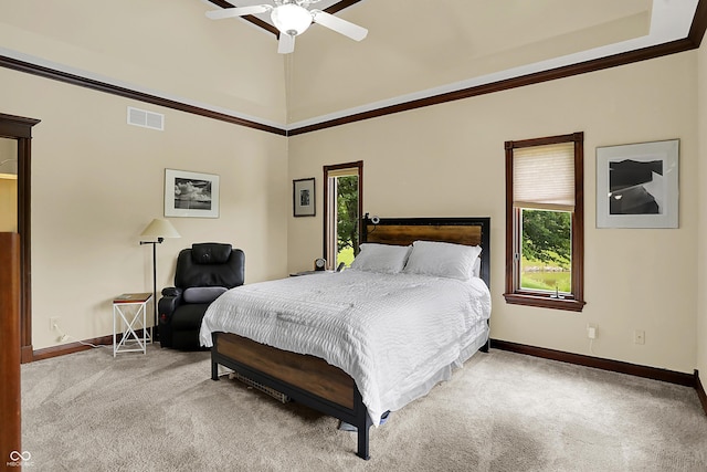 3592 W Smokey Row Rd, Bargersville, IN 46106 - bedroom with carpet flooring, ceiling fan, and a towering ceiling