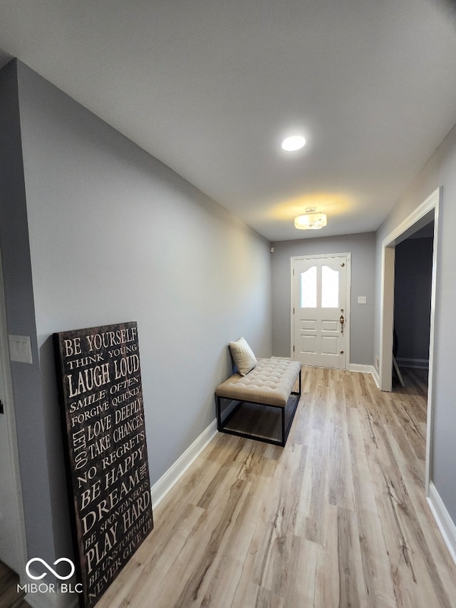 living area with light hardwood / wood-style floors