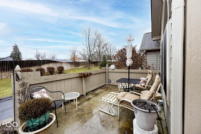 balcony with a patio area