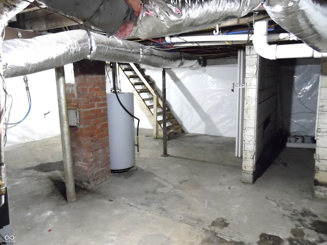 basement with gas water heater