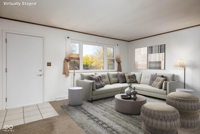 view of tiled living room