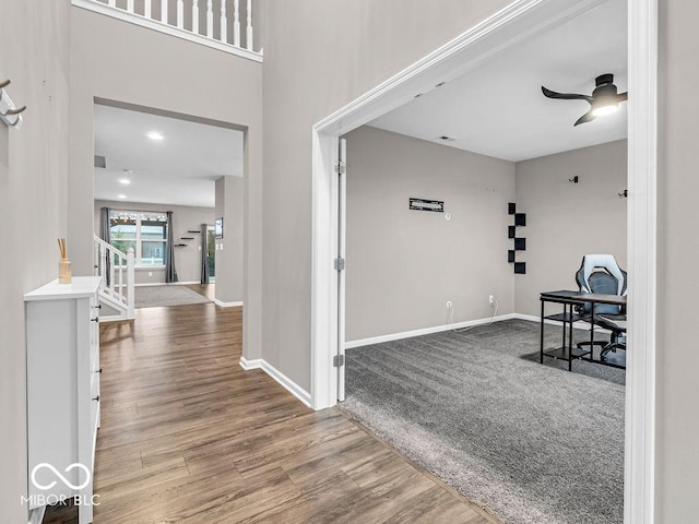 hall featuring wood-type flooring