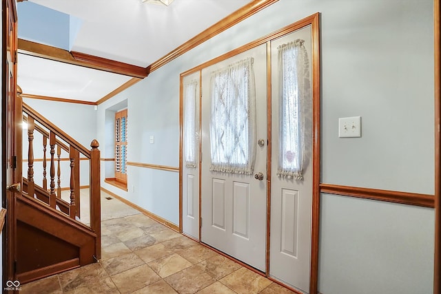 entryway with crown molding