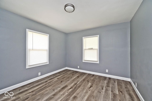 empty room with a wealth of natural light and dark wood-type flooring